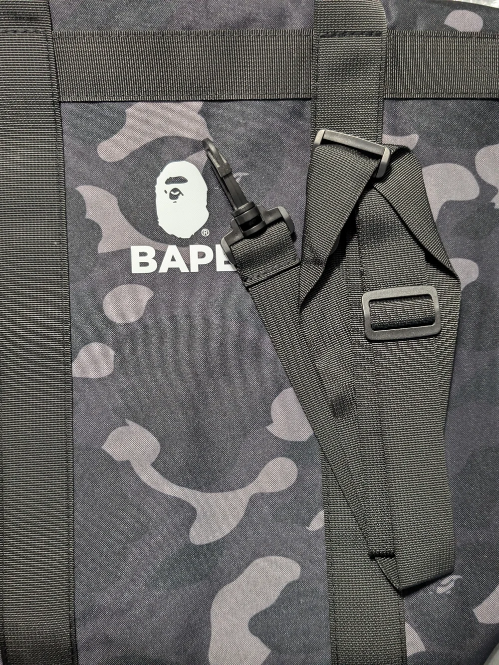 BAPE Men's Black Camo Tote Bag with Adjustable Strap